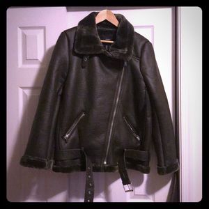 Forever 21 green oversized faux leather jack